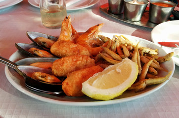 Seafood appetisers close-up