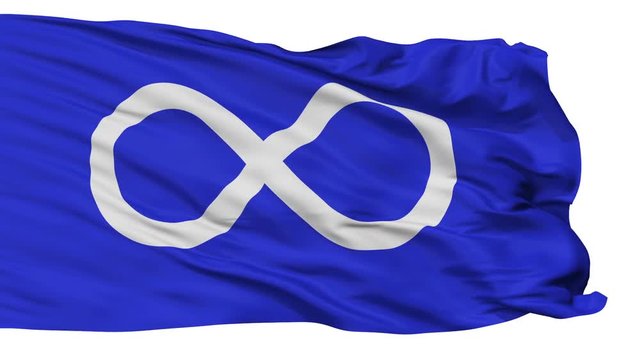 Metis Blue Indian Flag, Isolated View Realistic Animation Seamless Loop - 10 Seconds Long