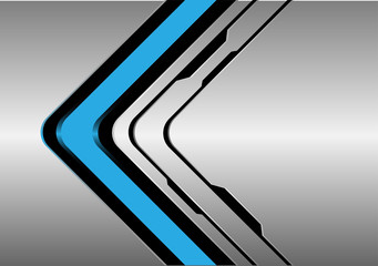 Abstract blue arrow direction on silver black line design modern futuristic technology background vector illustration.