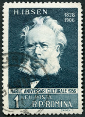 ROMANIA - 1956: shows Henrik Johan Ibsen (1828-1906), series Portraits