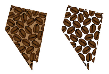 Nevada (United States of America) -  map of coffee bean, Nevada map made of coffee beans,