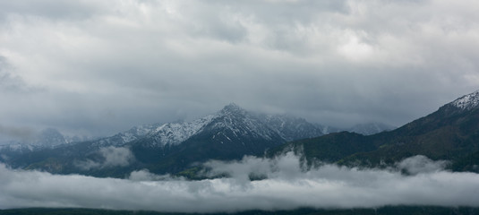 Rain and fog in the mountains of the Eastern Sayans