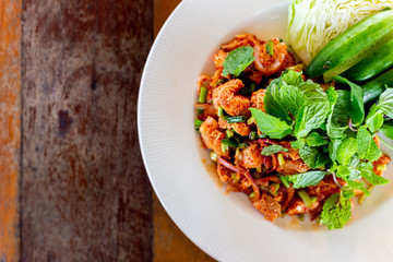 Spicy salmon pork , Thai food