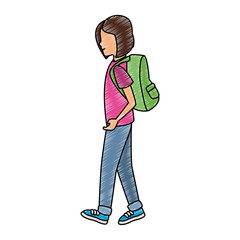 Young woman with backpack vector illustration graphic design