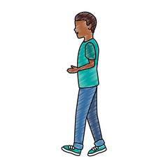 Young man walking vector illustration graphic design
