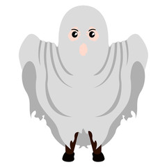 Kid with a ghost costume icon. Halloween