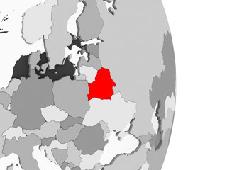 Belarus on grey political globe