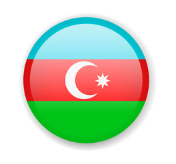 Azerbaijan flag. Round bright Icon on a white background