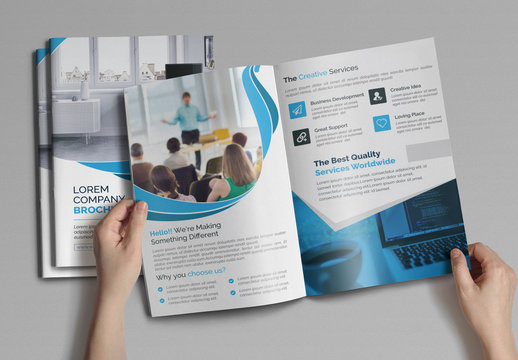 BiFold Brochure Layout with Blue Accents