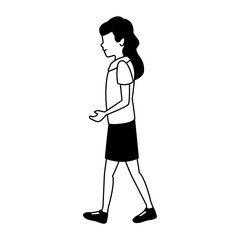 Young woman walking vector illustration graphic design