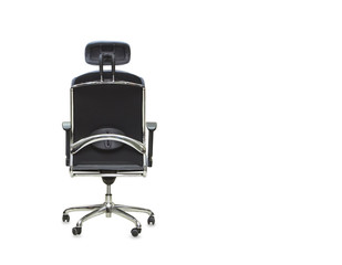 back view of modern office chair from black cloth. Isolated