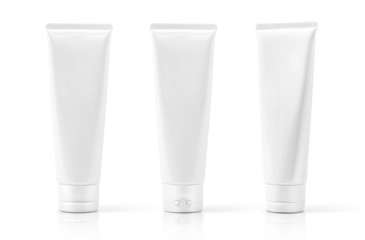 white cosmetic plastic tube isolated on white background