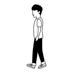Young man walking vector illustration graphic design