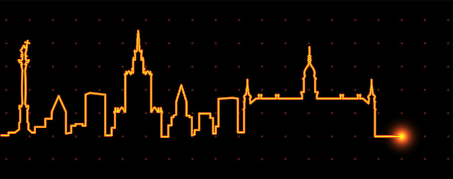 Fototapeta Warsaw Light Streak Skyline