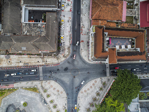 Aerial view of Yogyakarta city center about 100m above ground level