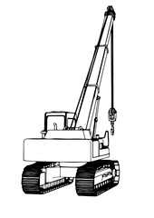 sketch of cargo crane vector