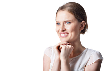 Naklejka premium Portrait of a beautiful woman posing isolated