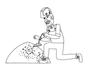 construction man with concrete pile over white background, vector illustration