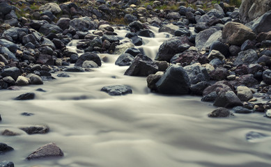 Mountain river, rocks in the water