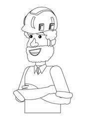 engineer with safety helmet over white background, vector illustration