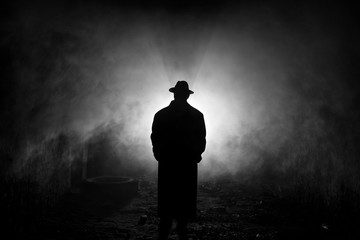 Backlight Silhouette of a Man in the Smoke - Powered by Adobe