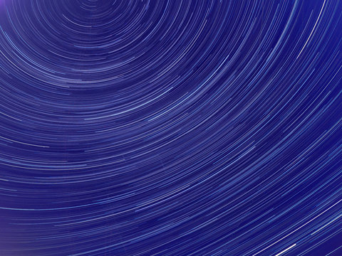 Long exposure image showing Night sky star trails