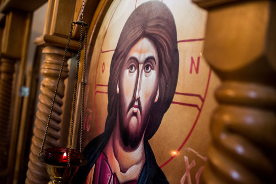 Ancient Orthodox icon showing Jesus Christ