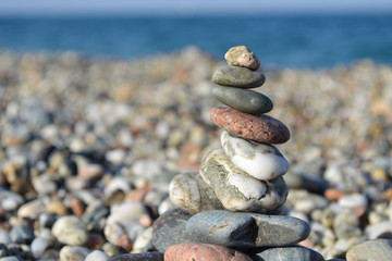Colorful sea pebbles - Beautiful round stones on the beach