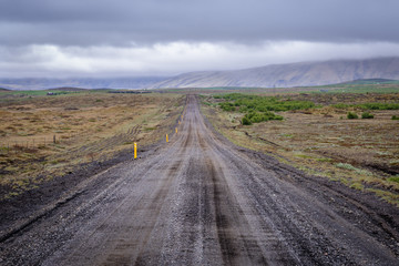 Gravel route 264 near Keldur historical farm in southern Iceland