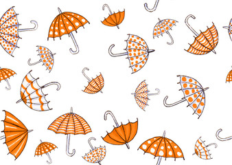 orange umbrellas on white background