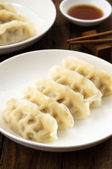 Japanese Gyoza with pork meat and on a plate