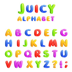 Childrens font in the cartoon style. Vector illustration