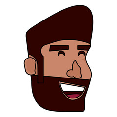cartoon man with beard over white background, vector illustration