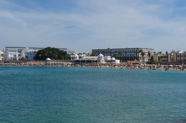 Fototapeta na wymiar panoramic view on la caleta beach cadiz