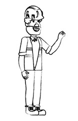 construction man with safety helmet and vest over white background, vector illustration