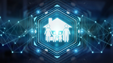 Family care insurance application interface 3D rendering