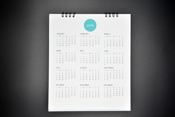 minimal calendar 2019 mockup on black background