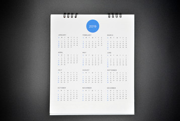 minimal calendar 2019 mockup on black background