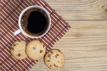 Coffee and biscuits with chocolate