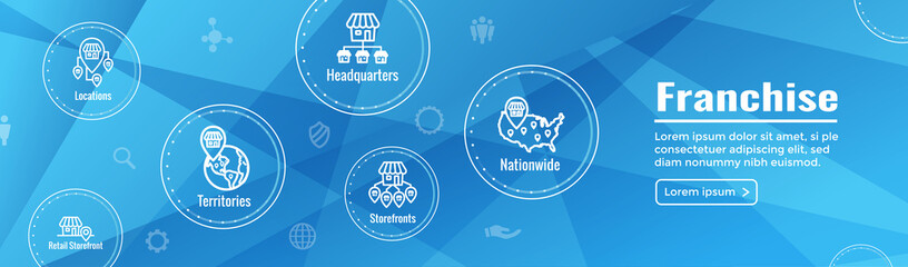 Franchise Icon Set with Home Office, corporate Headquarters and Franchisee Icon Images