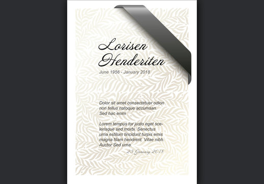 Funeral Card Layout with Ribbon