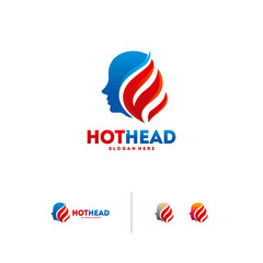 Hot Head Mind logo designs concept vector, Fire Think logo template, Spirit logo symbol