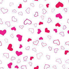 Light Pink vector seamless cover with Shining hearts.