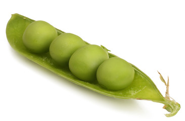 Green peas in the pod isolated on white