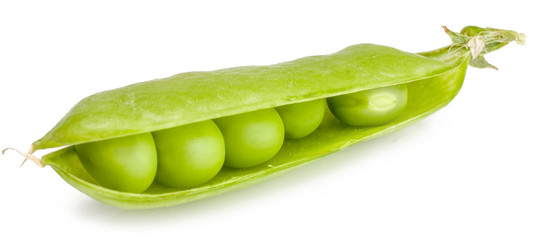 Green peas in the pod isolated on white