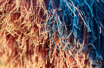 abstract blue-red background of thread and rags