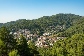Naklejka na ściany i meble Turkish tourist village in beautiful valley shot