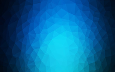 Dark BLUE vector shining triangular backdrop.