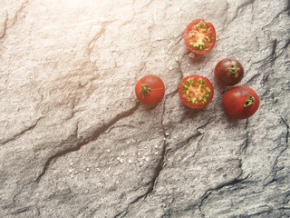 red tomatoes on a wooden board. healthy eating.