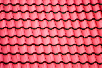 The texture of the red tile roof
